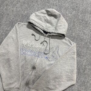 Volcom Jacket Men's Small Full Zip Skater Distressed Embroidered Gray Y2K